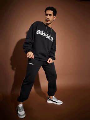 Black BASIC Oversized Joggers-MASCLN SASSAFRAS