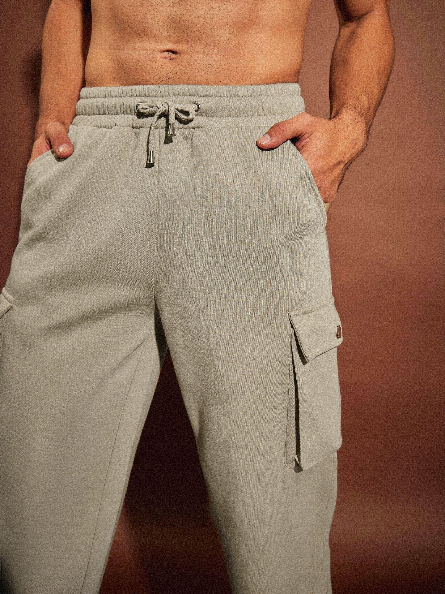 Taupe CHICAGO Oversized Zipper Hoodie Sweatshirt With Joggers-MASCLN SASSAFRAS