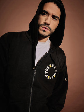 Black CENTURY Oversized Zipper Hoodie With Joggers-MASCLN SASSAFRAS