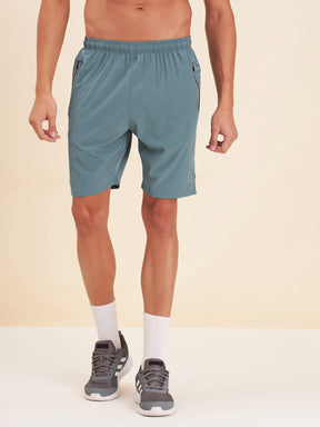 Men Teal Blue Dry Fit Shorts-Men's Shorts-SASSAFRAS