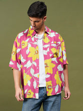 Fuchsia Tropical Oversized Shirt-MASCLN SASSAFRAS