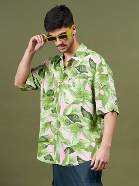 Green Tropical Oversized Shirt-MASCLN SASSAFRAS