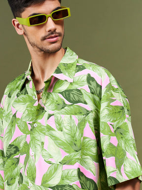 Green Tropical Oversized Shirt-MASCLN SASSAFRAS