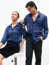 Unisex Navy Lurex Party Shirt-MASCLN SASSAFRAS