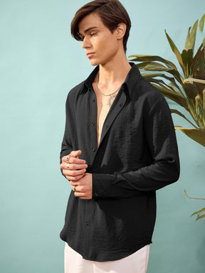 Black Relax Fit Shirt-MASCLN SASSAFRAS