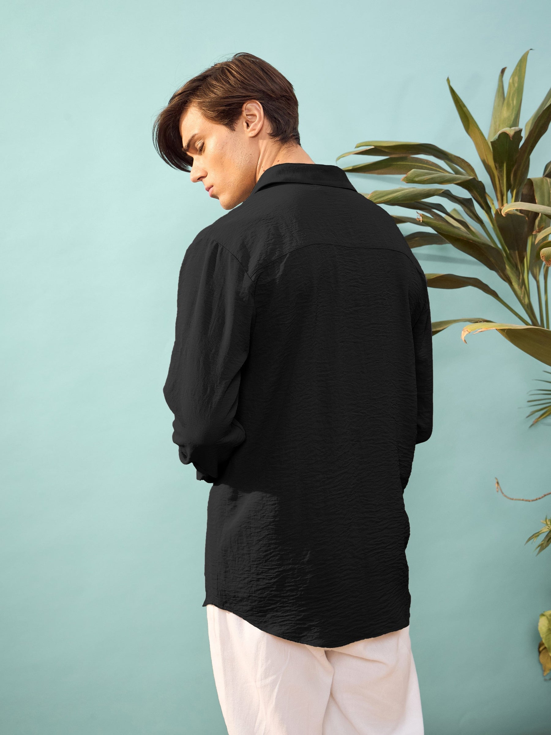 Black Relax Fit Shirt-MASCLN SASSAFRAS