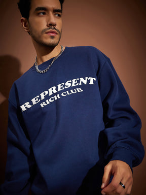 Navy REPRESENT Oversized Sweatshirt-MASCLN SASSAFRAS