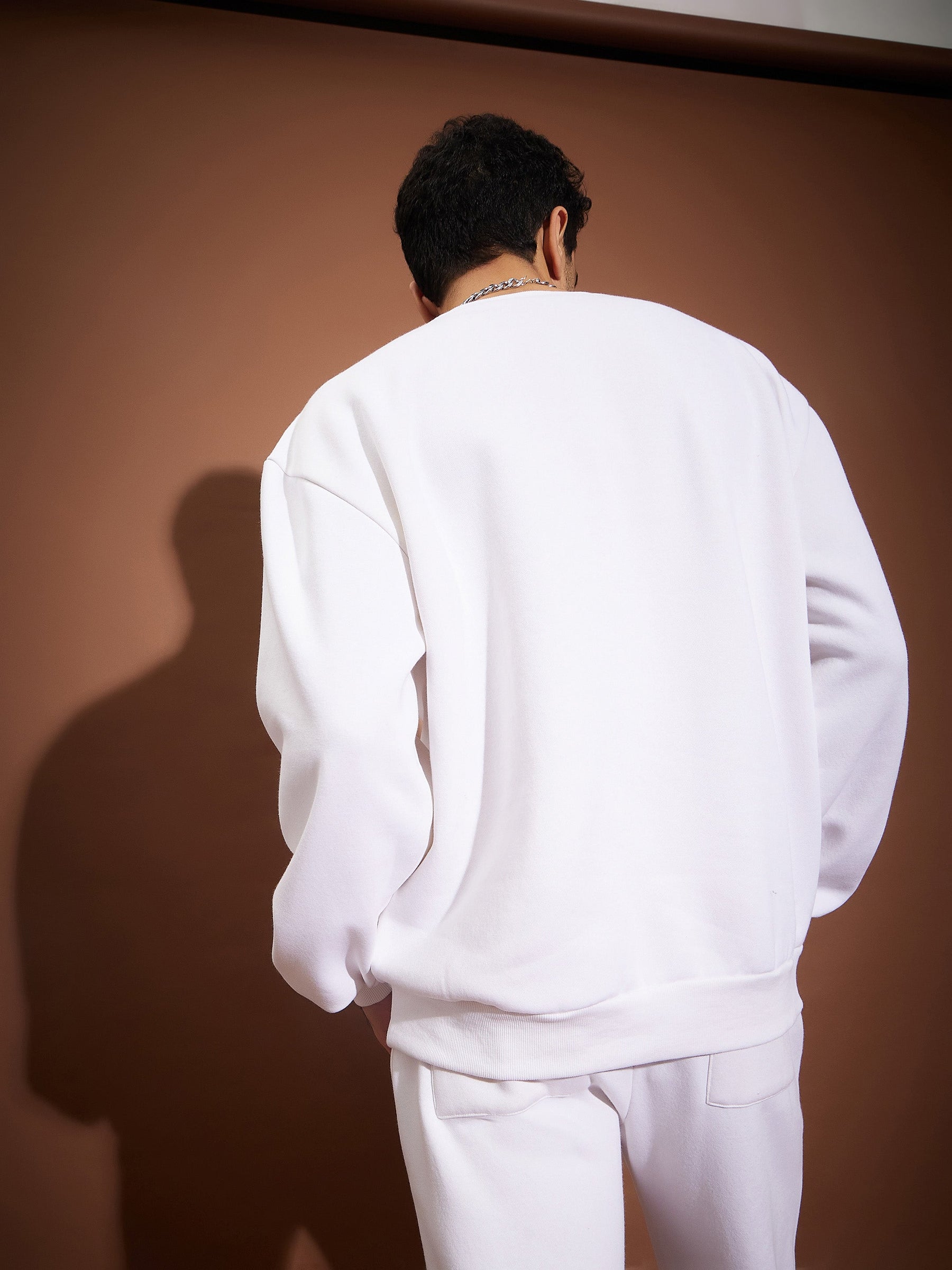 White FEAR LESS Oversized Sweatshirt-MASCLN SASSAFRAS