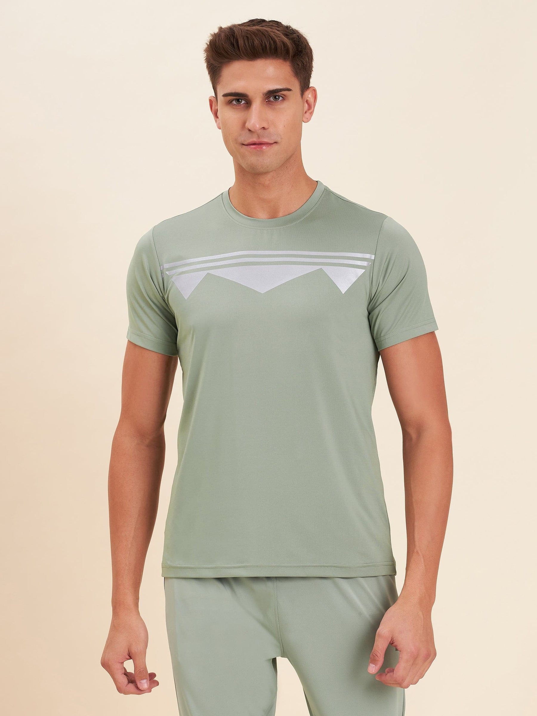 Men Light Olive Brand Logo Dry Fit T-Shirt-Men's T-Shirt-SASSAFRAS