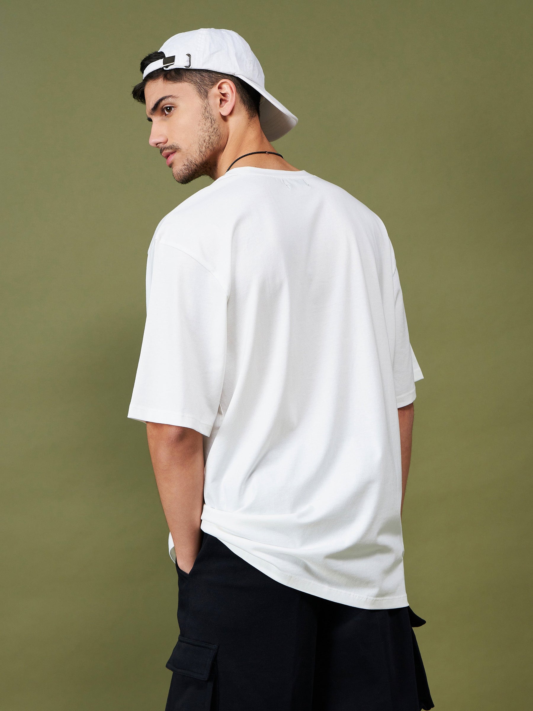 Unisex White DON’T WORRY Oversized T-Shirt-MASCLN SASSAFRAS