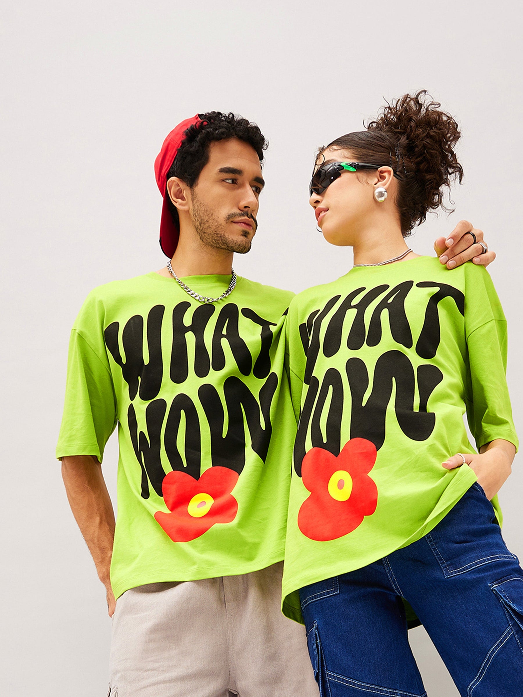 Unisex Green WHAT WOW Oversized T-Shirt - Main Image