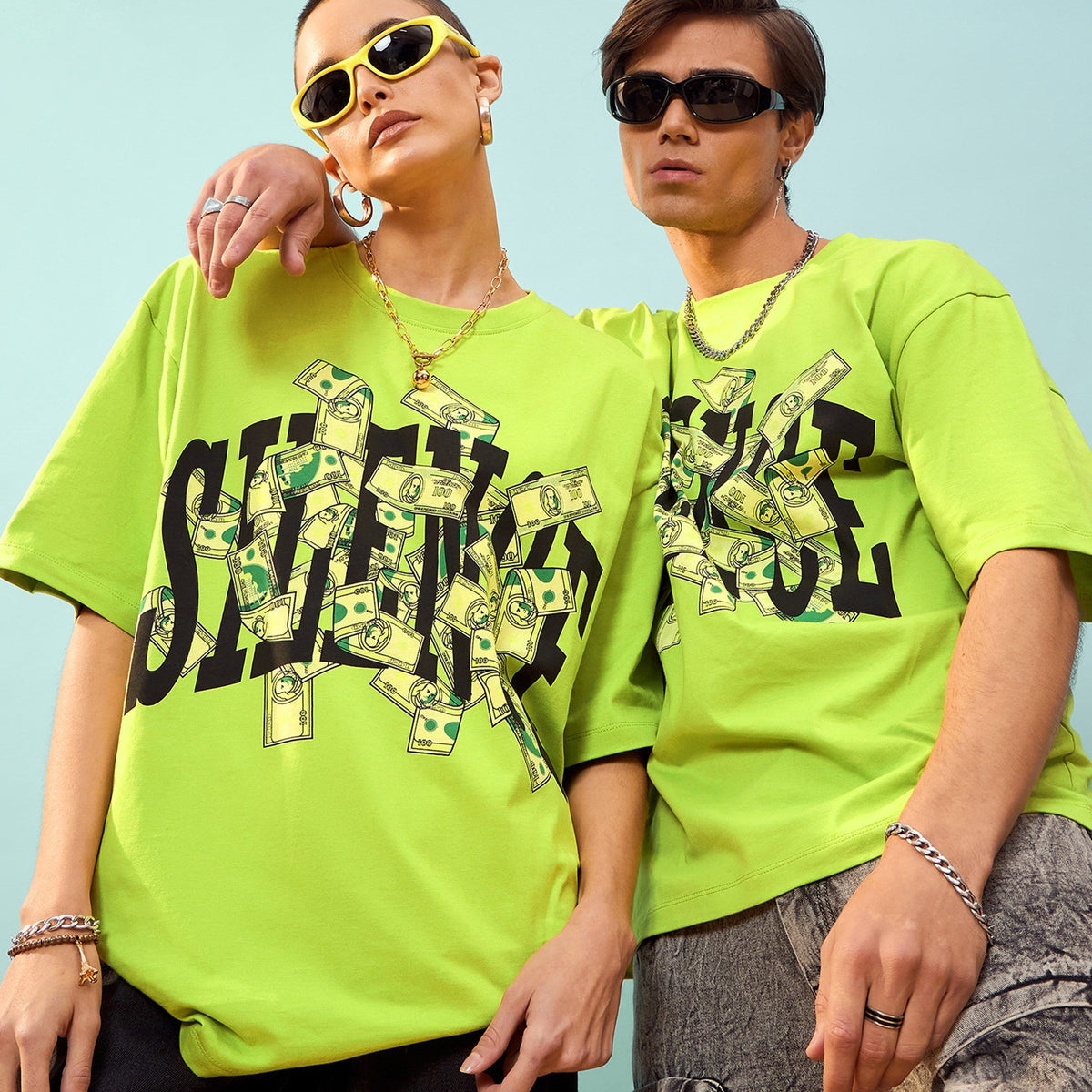 Unisex Green SILENCE Oversize T-Shirt