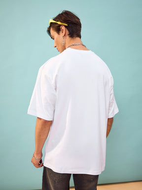 Unisex White SOCIAL INTROVERT Oversize T-Shirt-MASCLN SASSAFRAS