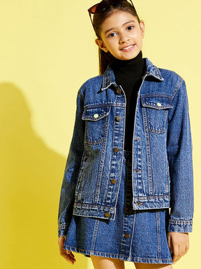 Blue Neon Button Denim Jacket-Noh.Voh