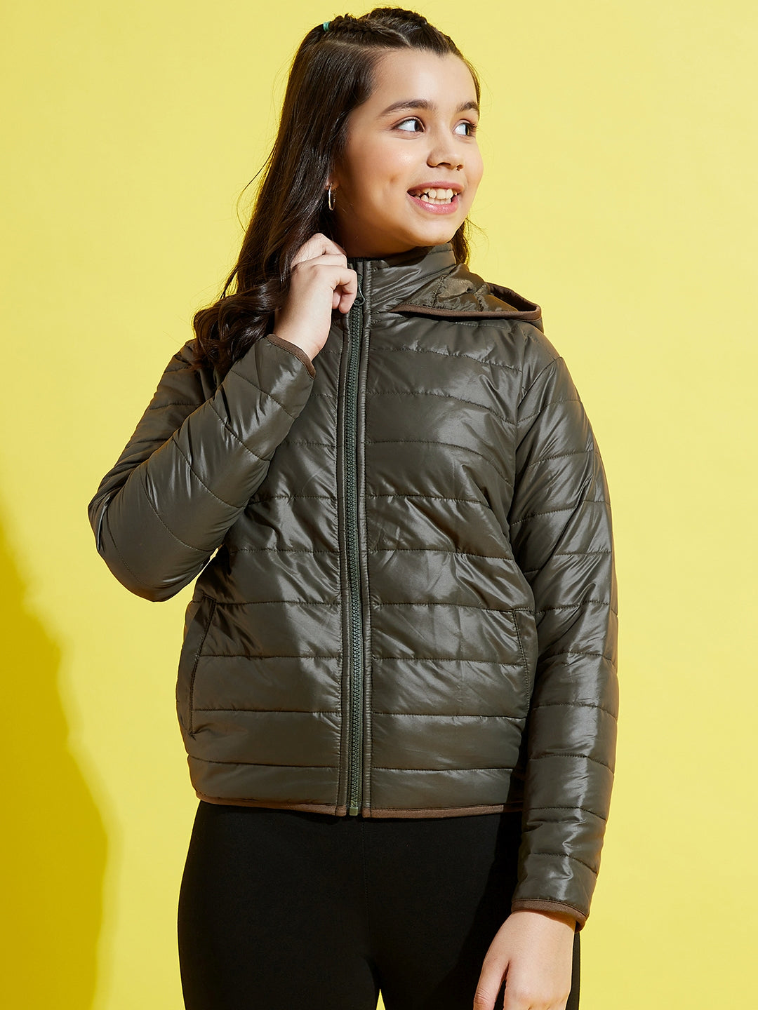 Buy MONTE CARLO Wine Solid Nylon Hooded Girls Jacket | Shoppers Stop