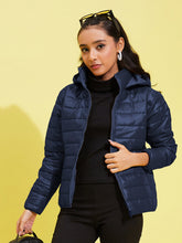 Navy Quilted Hooded Jacket-Noh.Voh