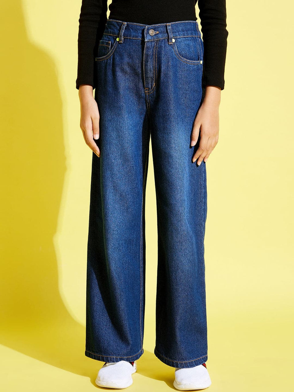 Denim Colour Jeans Girls Blue Denim Straight Jeans