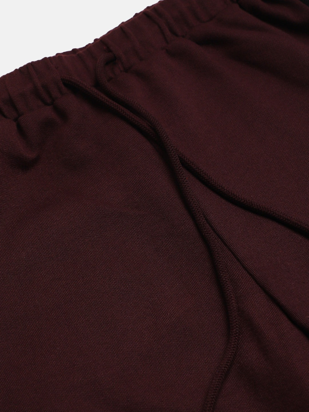 Girls Burgundy Terry Side Tape Track Pants