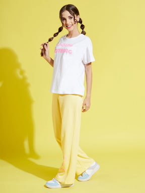 Girls Yellow Terry Enjoy-The-Now Pants