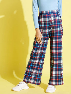 Blue & Red Check Straight Pants-Noh.Voh