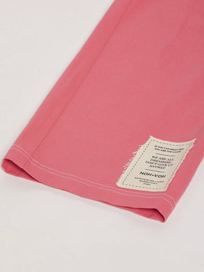 Girls Red Contrast Thread Twill Straight Pants