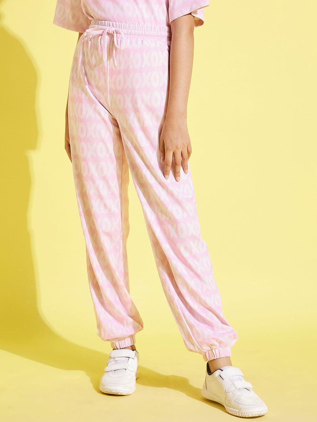Pink XOXO Print Knit Joggers-Noh.Voh