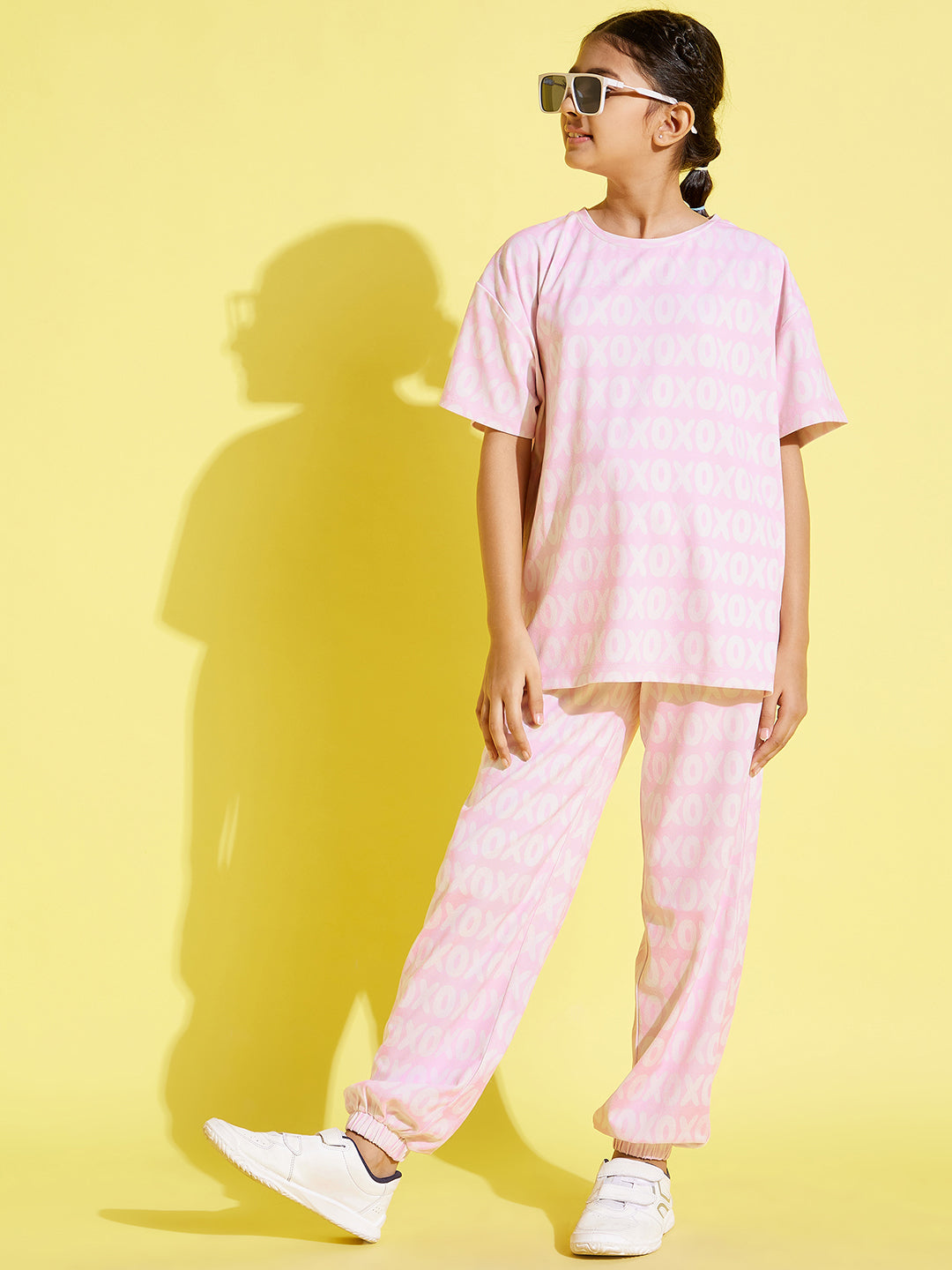 Girls Pink XOXO Print Knit Joggers