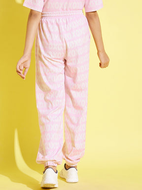 Girls Pink XOXO Print Knit Joggers