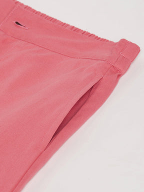 Girls Pink Side Patch Pocket Twill Joggers