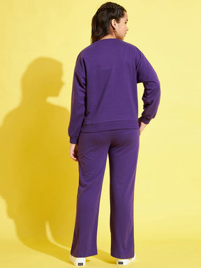Girls Purple LONDON Sweatshirt With Track Pants