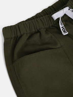 Olive Twill Straight Pants