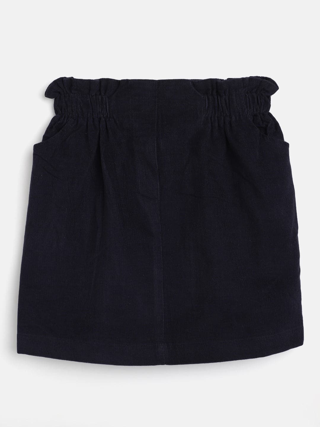 Girls Navy Corduroy Paper Bag Skirt-Girls Skirts-SASSAFRAS
