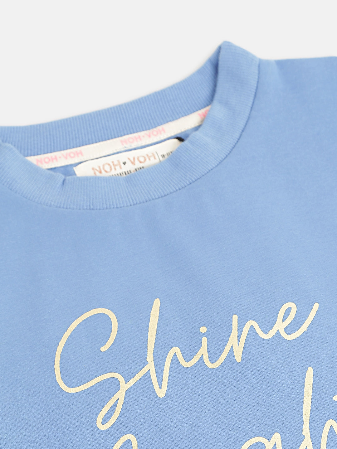 Girls Blue SHINE BRIGHT Foil Print Crop Sweatshirt