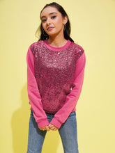 Pink Front Sequence Overiszed Sweatshirt-Noh.Voh