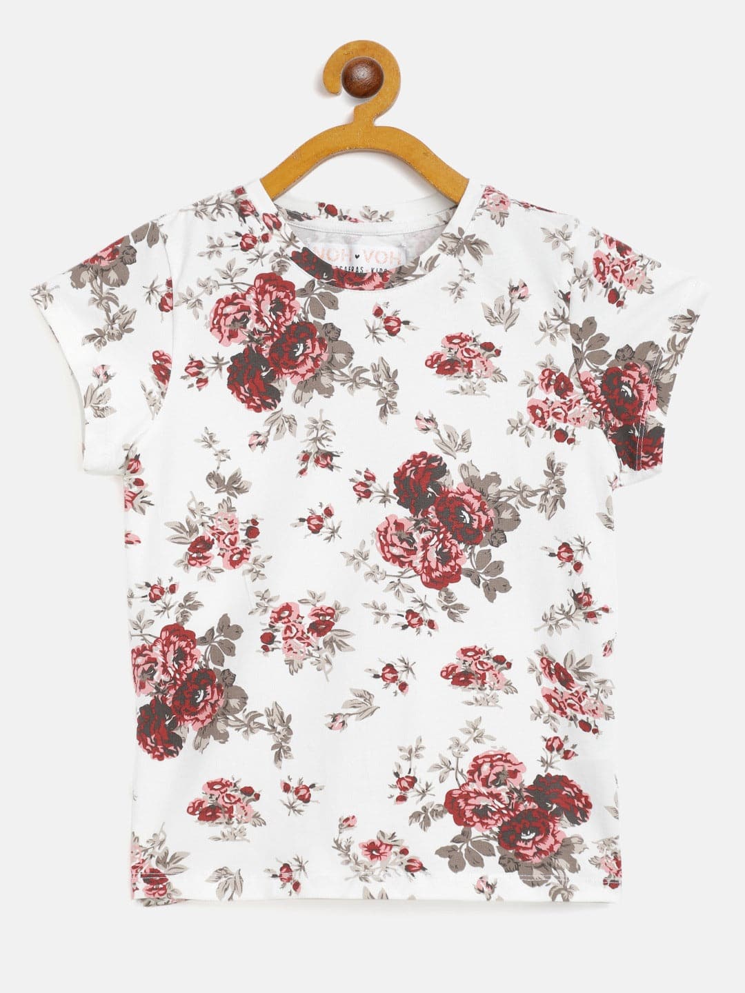 Buy Girls Maroon Floral T-Shirt Online At Best Price - Sassafras.In