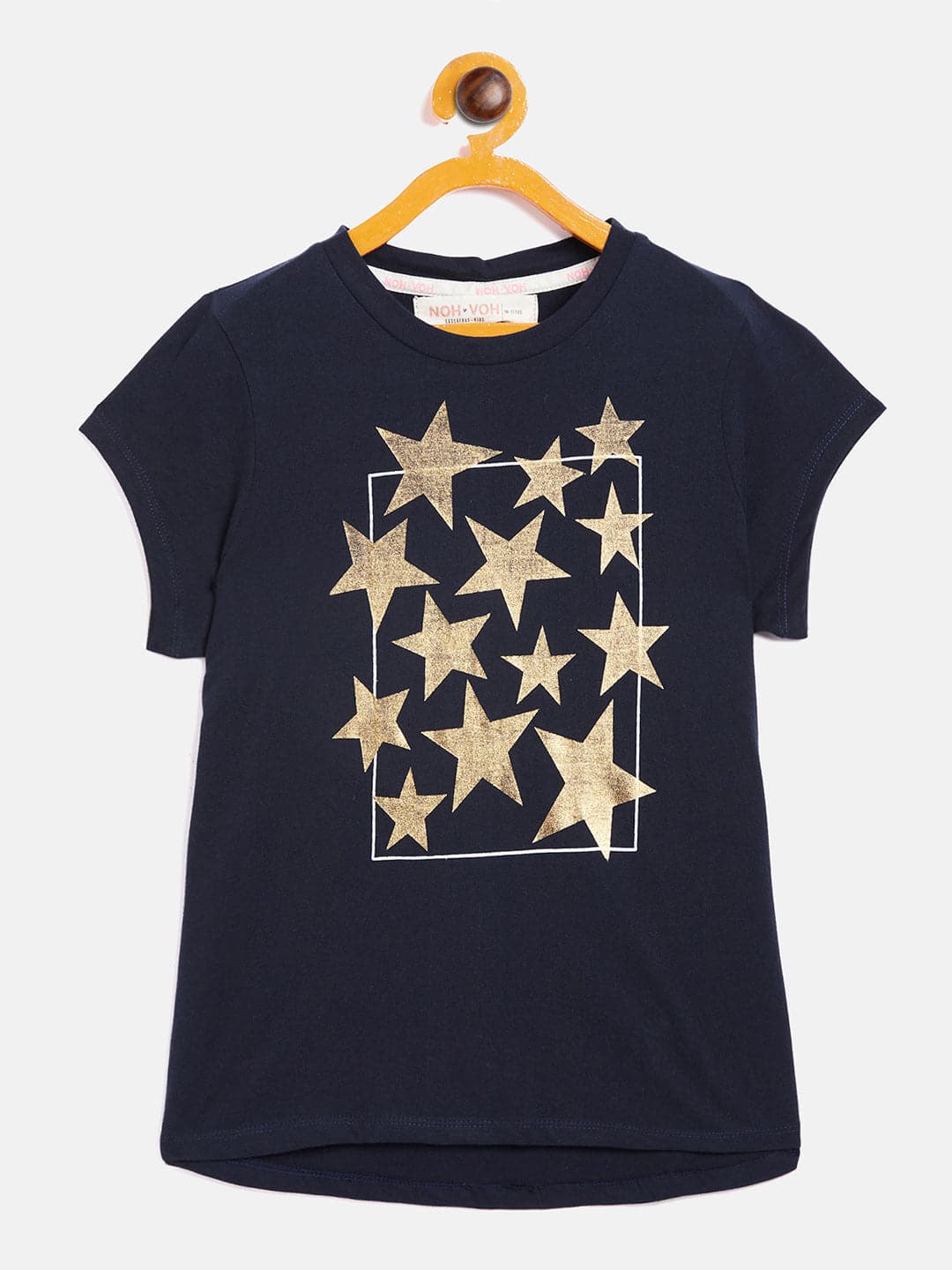 Girls Navy Stars Print T-Shirt-Girls T-Shirts-SASSAFRAS