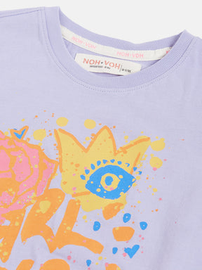 Girls Lavender Grl Pwr Print Sleeveless T-Shirt