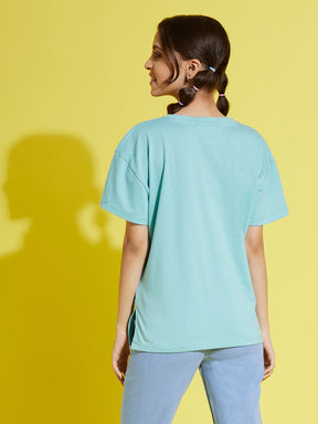 Girls Blue SUNSHINE Drop Shoulder T-Shirt