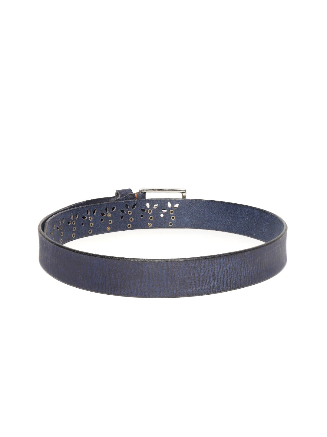 Blue Broad Gunmetal Studded Leather Belt