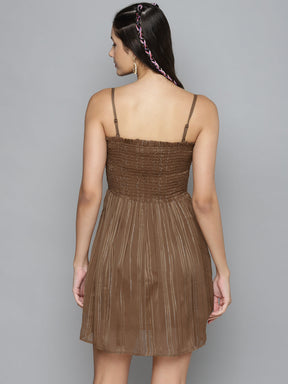 Copper Lurex Smocking Tube Dress