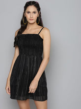 Black Lurex Smocking Tube Dress-Dress-SASSAFRAS