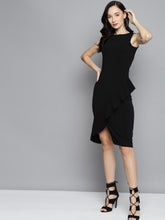 Black One Side Frill Bodycon-Dress-SASSAFRAS