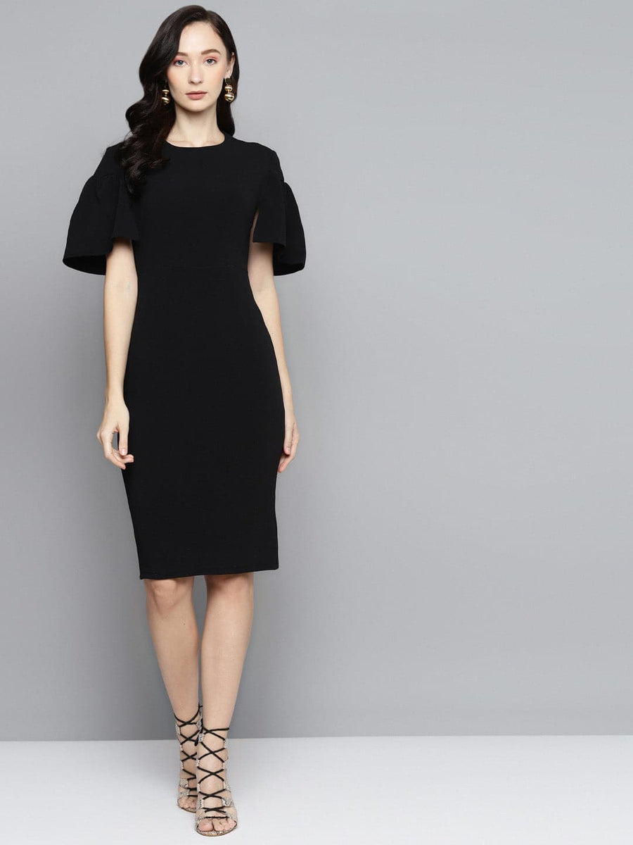 Buy Black Frill Cape Bodycon Dress Online At Best Price
