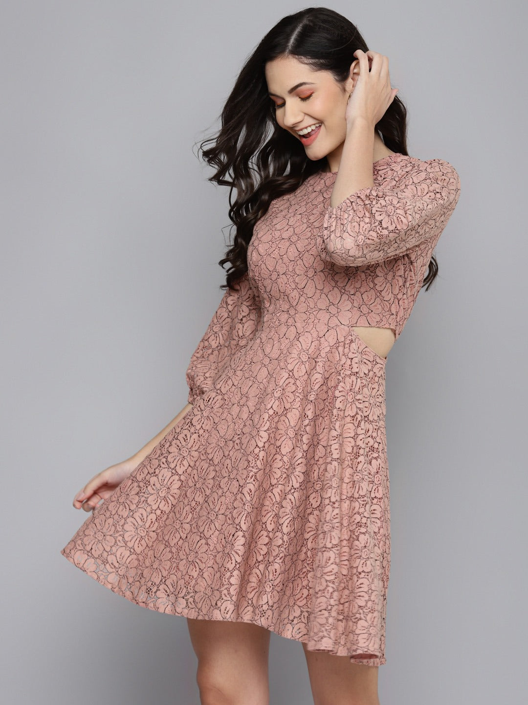 Buy Twenty Dresses By Nykaa Fashion Pink Let Me Lace You Dress Online