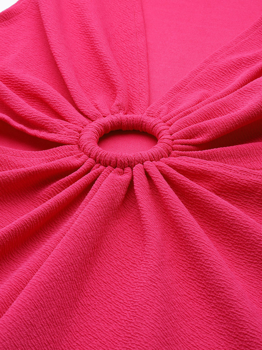Women Fuchsia Sleeveless Ring Bodycon Dress
