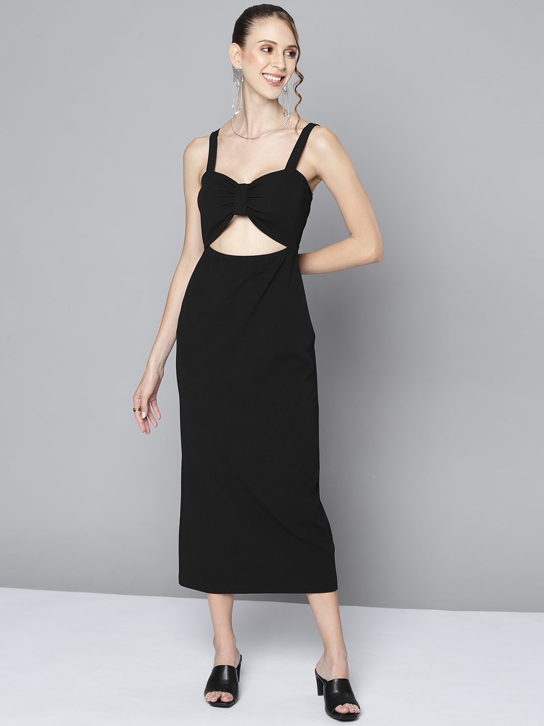 Buy Women Black Waist Cut Out Bodycon Dress Online at Best Price - Sassafras Buy Women Black Waist Cut Out Bodycon Dress Online at Best Price - Sassafras