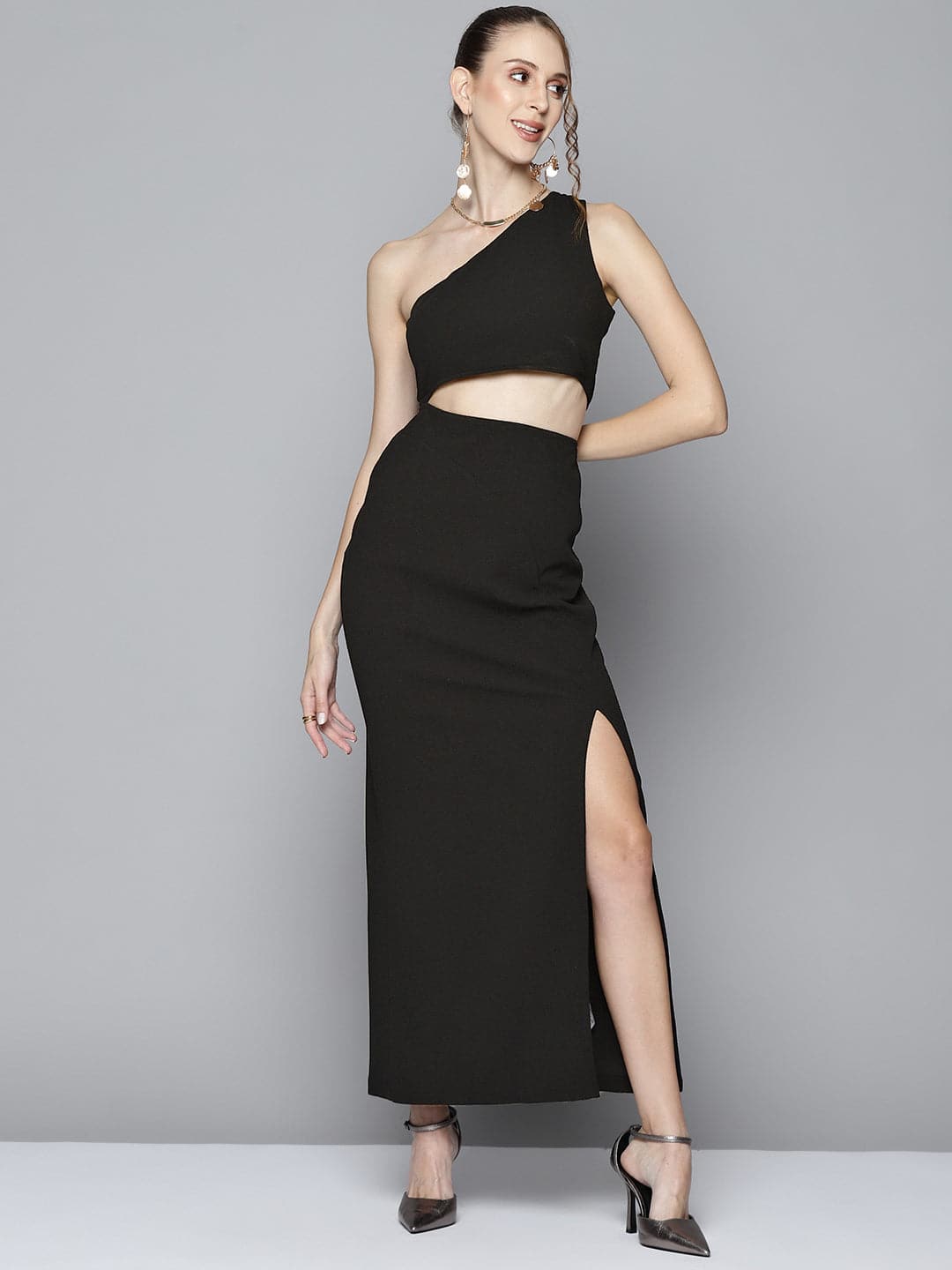chinese dress ladies Single Ladies One Shoulder Midi Dress  tinasboutiqueonline