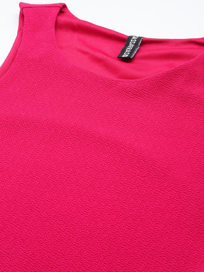 Women Fuchsia One Side Sleeve Bodycon Dress