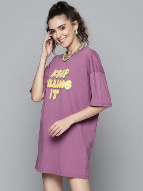 Women Purple KEEP KILLING IT T-shirt Dress