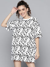 Women Black Polka Dots T-Shirt Dress-Dress-SASSAFRAS